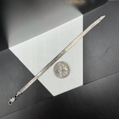 Nice Vintage Italy Sterling Silver Herringbone 5.2mm Chain 7.25″ Bracelet 6.8g