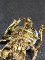 NWOT Kelley Hollis Signed Darling Scarab Moonstone/Rhinestone Beetle Brooch/Pin!