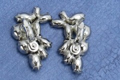 Signed Givenchy EARRINGS New York Paris Clear Crystal Rhinestone Hinged Clip On