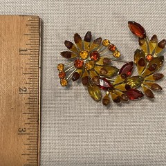 Lot Of 3 Vintage Brooch Pins All Prong Set Rhinestones 1 Signed Austria Flowers