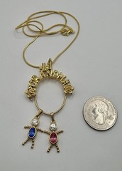 Vintage Goldtone GRANDMA Charm Holder 2 Children Charms Pendant Necklace