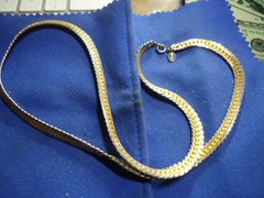 Vintage Medici Gold Silver Tone Thick flat 24″ Snake Chain Necklace
