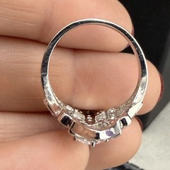 Vintage Ring Art Deco Revival Silver Tone Rhinestone