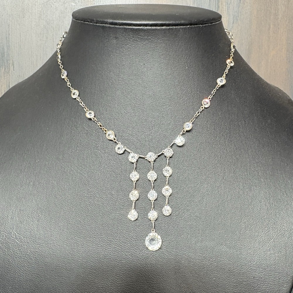 Antique Art Deco Rock Crystal Necklace 17 Inches
