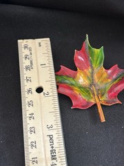 Vintage Enamel Maple Leaf Brooch Pin Colorful Autumn Fall Foliage Gold Tone