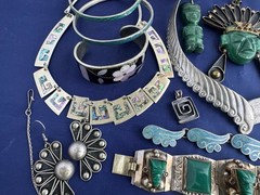 Vintage Jewelry Lot Mexico Alpaca Boho Ethnic Tribal Runway 30 Pc Bracelet Nlace