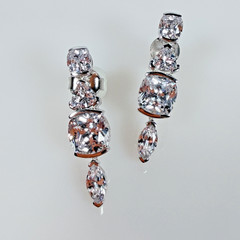 Sterling Silver CZ Drop Dangle Earrings Cushion Marquise Triangular 1.25″ SJ 925