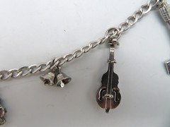 Vintage Sterling Silver Charm Bracelet with 7 Charms Ski Horse Niagara