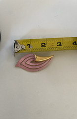 J.J. Jonette Jewelry Signed Enamel Flower Brooch Vintage Pink Gold Tone 2.5 in.