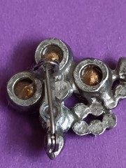 VINTAGE PAIR RHINESTONE PEARL PINS