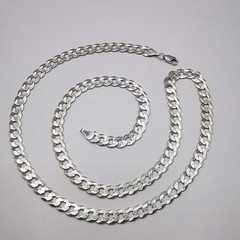 Vintage Unique Fine Flat Curb Link Chain Necklace Long Solid 925 Sterling Men