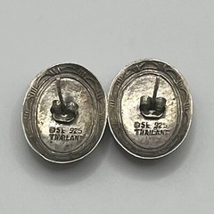 Earrings Southwestern Style Black Onyx Oval Cabochon Post Backs VTG Sterling 925