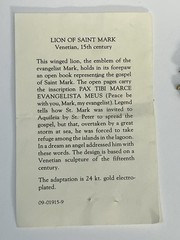 MMA Pendant Pin Lion St Mark Signed Metropolitan Museum Art Estate Jewelry 1984