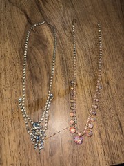 Vintage 1950s 1960s Pair Of Rhinestone Chokers Necklaces 15” – 16”