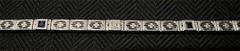 Antique Edwardian 14K White Gold Diamond Blue Sapphire Platinum Bracelet