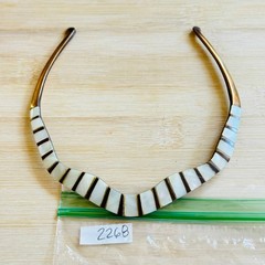 Regal Choker Brass MOP Necklace VTG mother of Pearl Statement 70s MCM Retro