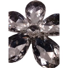 Vintage Floral Rhinestone Daisy Brooch Clear Crystal Silver Tone 80s NOS 2 in D