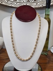 Vintage c1960s Cultured Pearl 12k Rose Gold Filled Bead Ball Necklace See Video