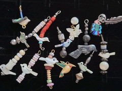 Vintage Carved Birds Charms Lot Mixed Materials Animal Fetish