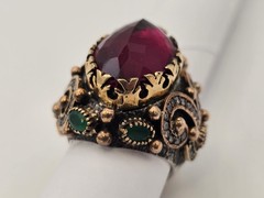 Vintage High Quality Costume Jewelry Ring Stamped 925 Size 8-1/4 Metal Gemstone