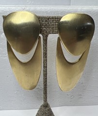 Vintage brushed gold tone statement earrings