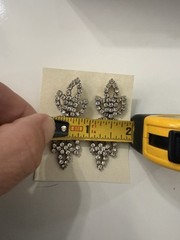 Vintage Silvertone And Rhinestone Earrings, Post Back For Pierced Ears