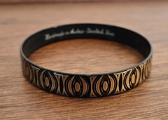 MCM STEINBOCK Austria Bangle Bracelet 24k Gold Overlay Black enamel signed