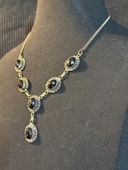 Vintage .925 Sterling Silver and Black Onyx Gothic Bib Necklace