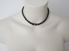 925 Silver Necklace Bakelite Faceted Dark Cherry Olives Delicate 10.1 g/39 cm