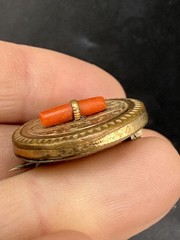 Vintage Victorian Engraved Brooch Pin Gold Filled Coral Branch Gold Tone