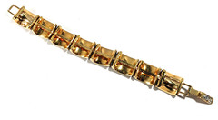 Vintage Swarovski Black Enamel & Clear Crystals Rhinestones Gold Bracelet 7 Inch