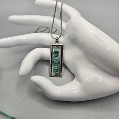 Vintage Cookie Lee Pendant Necklace Faux Turquoise Southwestern Silver Tone