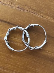 Beautiful Simple Bali Hoop earrings With Wire 0.75”Diameter,sterling silver New