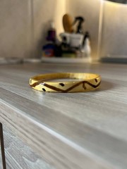 Vintage Tortoiseshell Bangle Bracelet Brown Cream Acrylic Resin Jewelry