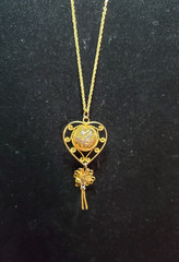 Vintage Gold Tone Chinese Heart Good Fortune Ball Necklace Gift Adult Unisex