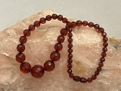 Vintage, Art Deco, Cherry Amber, Faceted Bakelite 15″ Necklace-Simi Tested