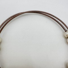 Vintage Pearl & Rose Quartz Choker Y2K Necklace Silver Tone Memory Wire Dangle