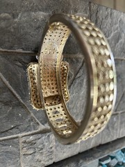 Vintage Crystal Rhinestone Belt Buckle Costume Cuff Clamp Bracelet Unsigned
