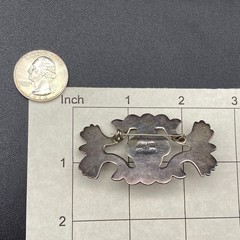 Vintage Mexico Icuala Blue Glass Sterling Silver Pin Brooch