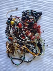 Costume Jewelry Bag .91 Ounces Great for Crafters All Beads Shells Etc.See Pics