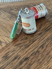 Vintage Vitamin Canned Goods Charm Can Opener Brooch Pin 1950s
