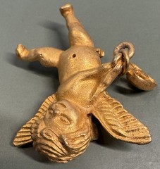 Beautiful Vintage Goldtone Angel Cherub Holding A Heart Brooch Pin