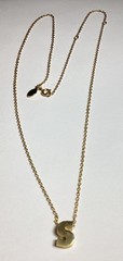 VINTAGE SIGNED AVON INITIAL “S” NECKLACE 20” ADJUSTABLE LENGTH GOLDTONE PRETTY