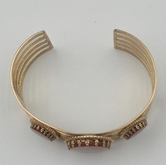 Vintage Goldstone Jewelry Set MCM Copper Sparkle Cuff Bracelet Brooch Ring Demi