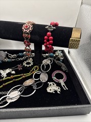 Vintage Lot of 15 Necklaces, Bracelets, Earrings And/or Brooches See Pics