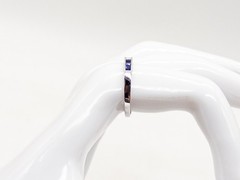 $3000 1.50ct VS G Princess Cut Diamond Blue Sapphire 18k White Gold Ring