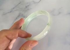 Natural Light Green Ice-Waxy Jadeite Bangle 38g 62mm.