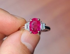Vintage Platinum Engagement Ring 2.30ct. Natural Burma Oval Ruby AGL CERT