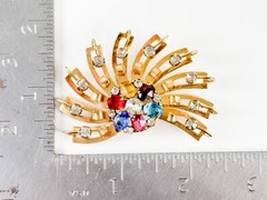 M&S VTG Brooch Pin Pendant 12KT GF Art Deco Faceted Rhinestones Design Costume