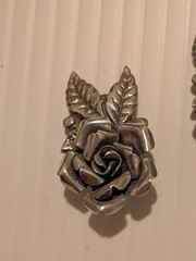 Vintage Peruzzi Bracelet & Clip-On Earrings Set Signed 800 Silver Rose Motif